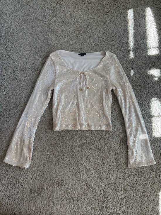 wild fable Tops - wild fable Champagne Sequin Scoop-Neck Crop Top